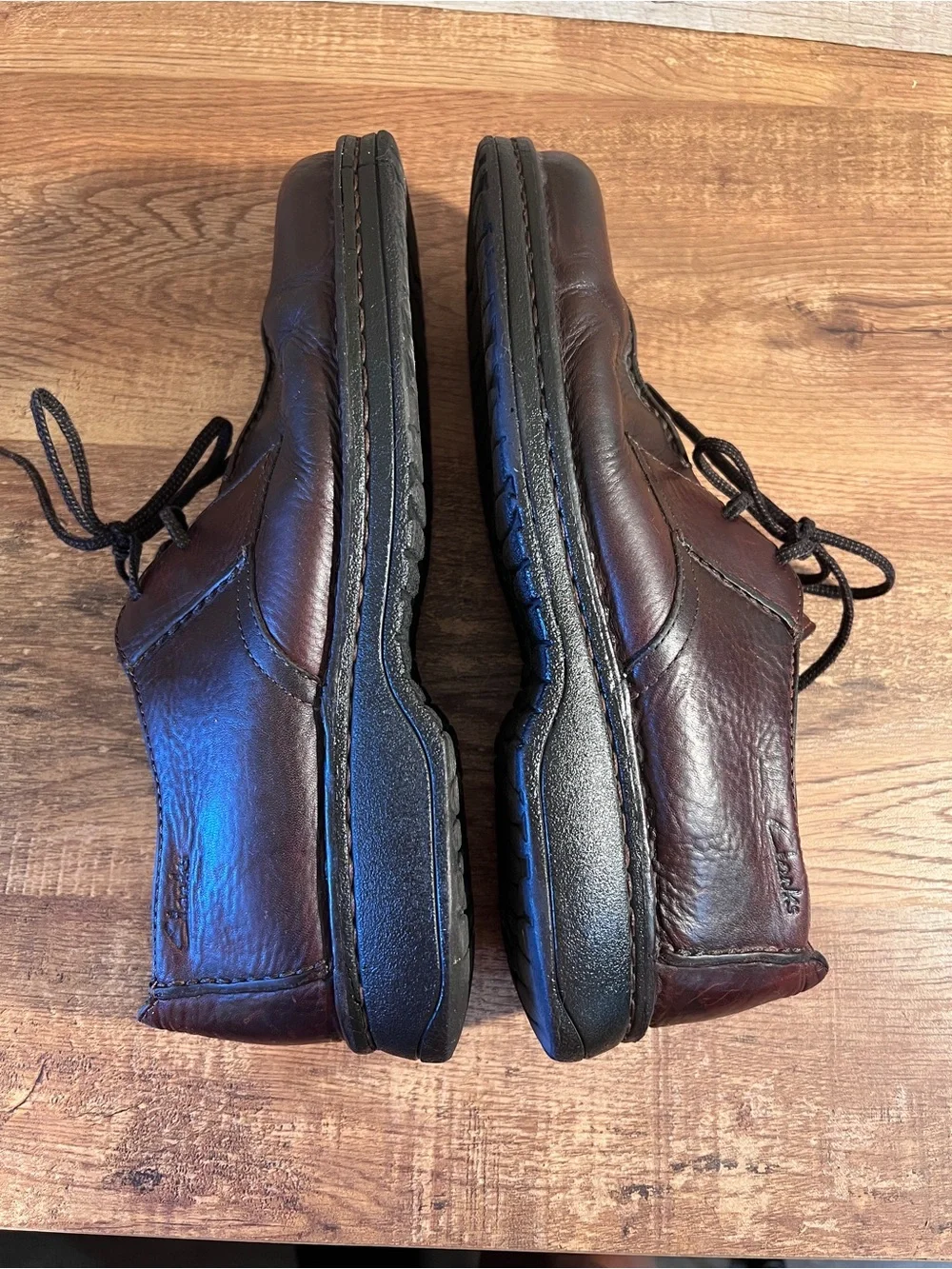 Clarks Men's Dark Brown Leather Lace-Up Oxfords Vintage Split Toe Center Seam
